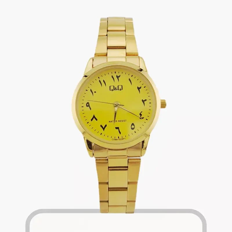 Q&Q Quartz Gold-tone Trandy Ladies Watch- C09A-022PY